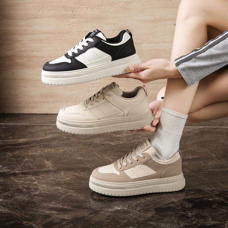2025 весна маленькие белые туфли новая корейская версия ins женские студенческие туфли для увеличения роста на платформе спортивные туфли для доски повседневная обувь женская G7610