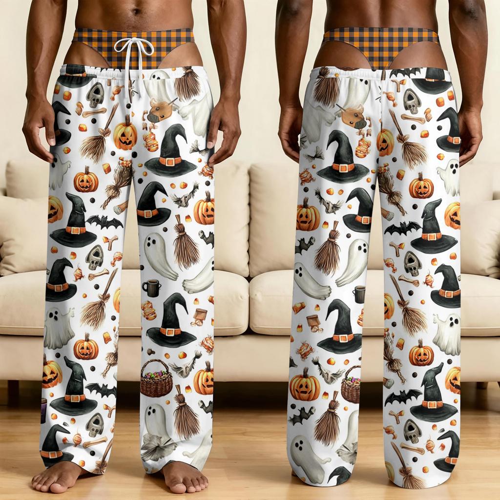 Мужские novelty пижамные штаны на Хэллоуин с забавным принтом под нижнее белье для сна