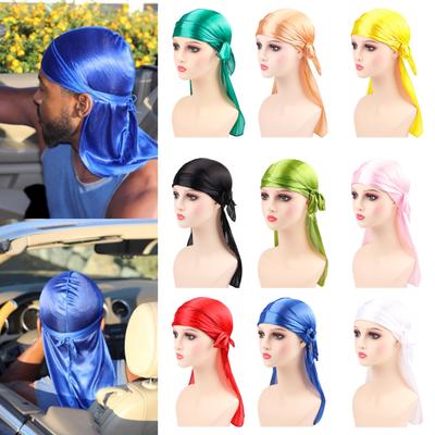 2 шт. шелковистый Durag для мужчин и женщин длинный хвост Durag Wave головные повязки на шею атласный Doo Durag с широкими ремнями