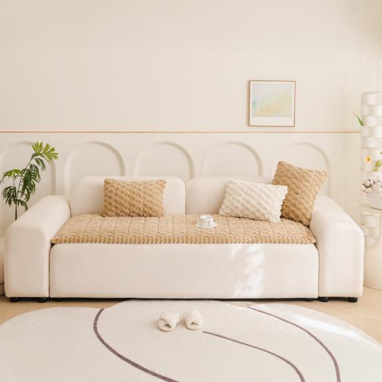 Thick Plush Couch Cover Fuzzy Pet Couch Cover Winter Non Slip Warm Sofa Slipcover Couch Protector for Multiple Cushions