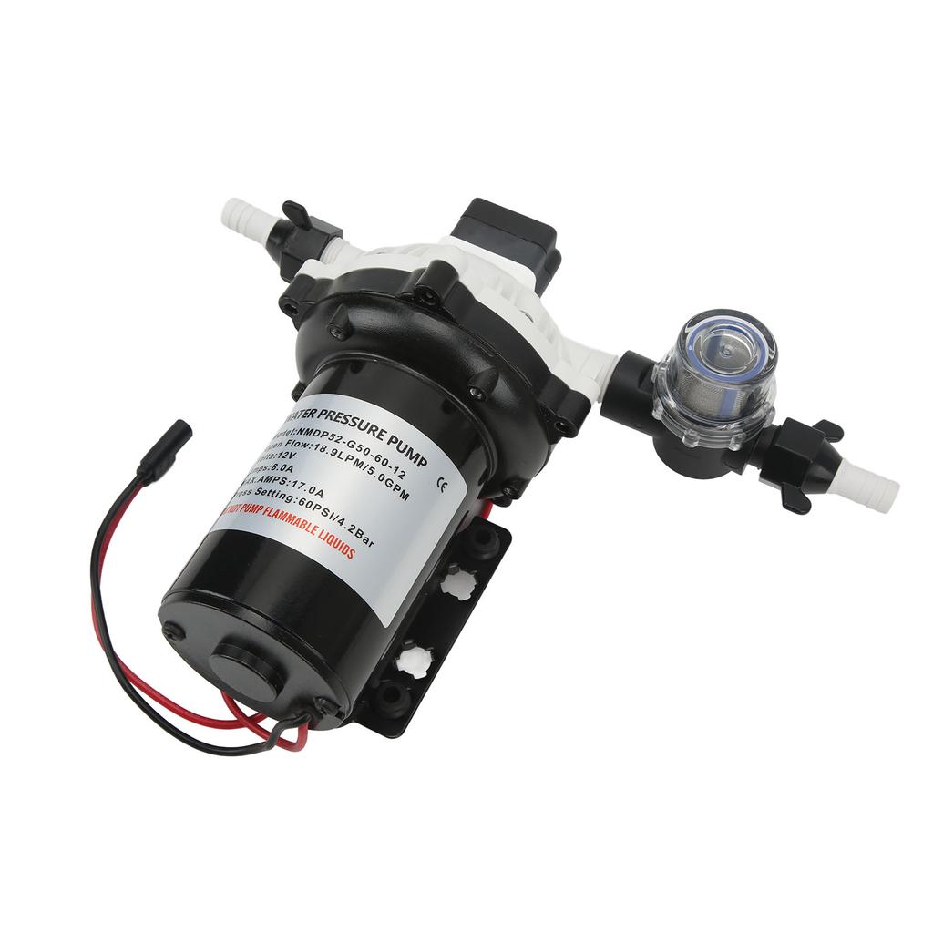12V Self Priming Diaphragm Pump High Flow 5.0GPM 60PSI Efficient Water Pump for RV Yacht