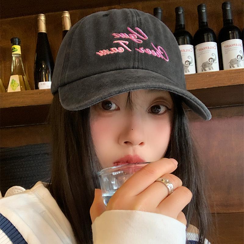 Бейсболка Винтажная Стиранный Хлопок Snapback Козырек Кепки с Козырьком Повседневное Использование на Открытом Воздухе Защита от Солнца Кепки с Козырьком-Утконосом Модная Вышивка Женские