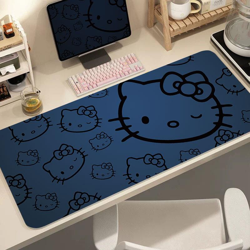 Креативная кожаная подставка под мышь с принтом Hello Kitty для девочек, студентов, экстра большая, нескользящая, для клавиатуры компьютера, мультяшная, для письменного стола