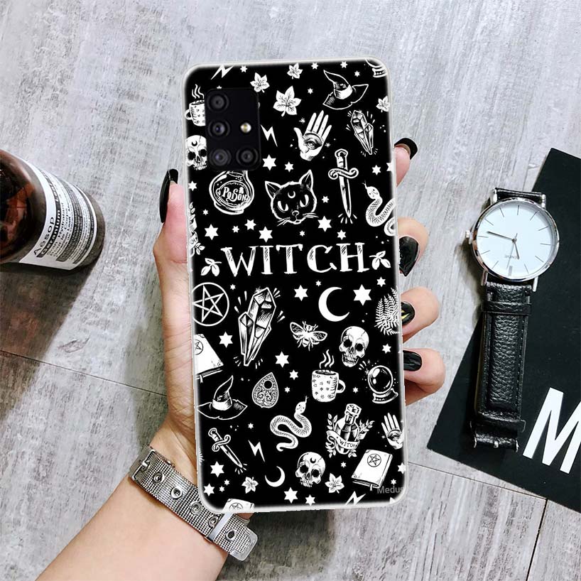 Красочный милый чехол для телефона с ведьмой и котом для Samsung Galaxy A52 A53 A12 A13 A22 A23 A32 A33 A72 A73 A42 A02S A03S 5G A50S, чехол Co