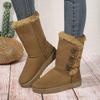 Women Suede Leather Warm Snow Boots 2024 Winter New Causal Plush Fluffy Anti-cold Zipper Boots Plus Size Women Platform Shoes