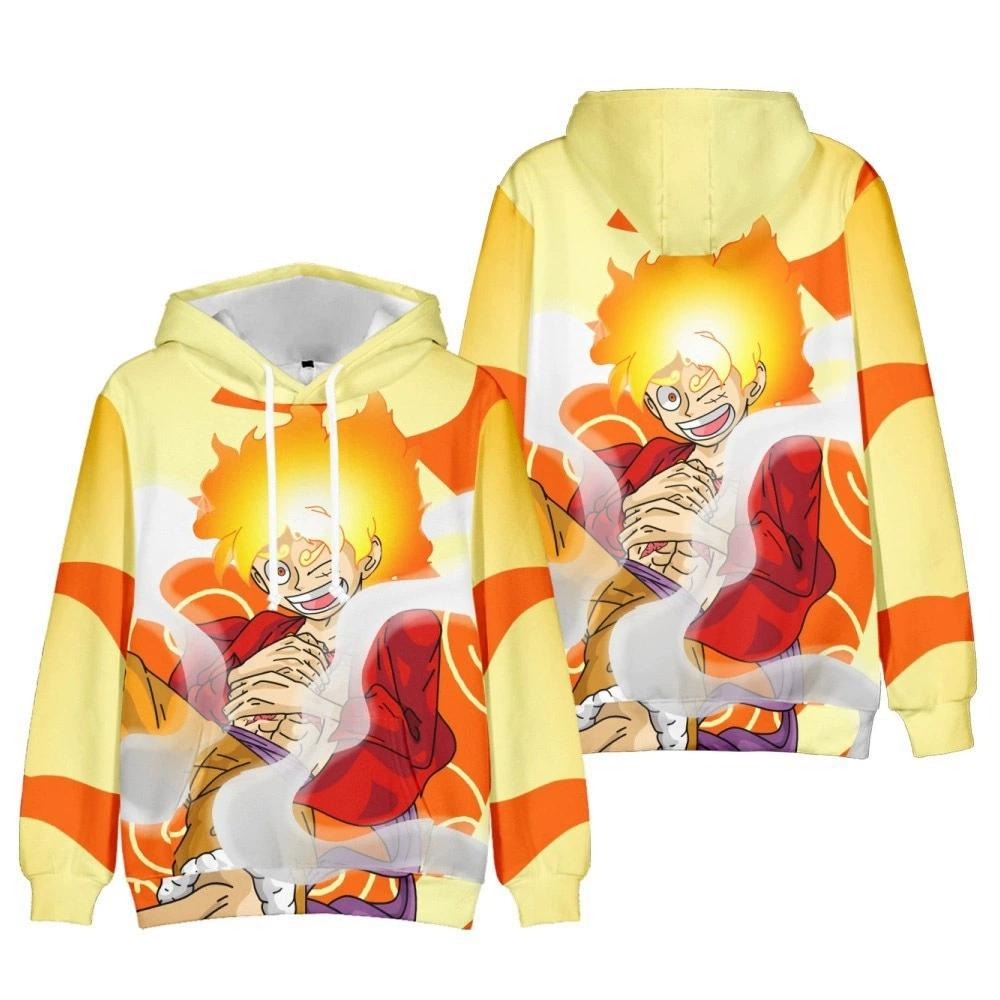 Худи с изображением Monkey D Luffy Gear 5 Nika из One Piece, Аниме 3D-принт Графический пуловер с капюшоном для фанатов