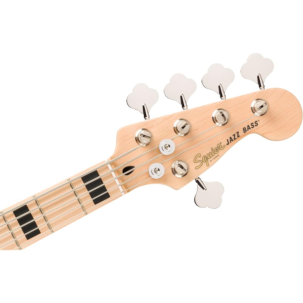 Squier by Fender Affinity Series® Active Jazz Bass® V, Maple Fingerboard, Black Pickguard, Black Metallic, with soft case.