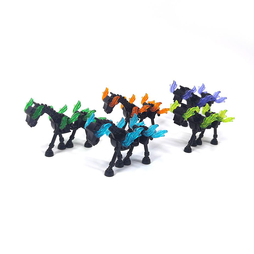 Small Pellet Animal Medieval 59228 Skeleton Flame Horse Assembled Halloween Building Block Toy