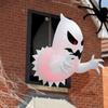 Halloween Inflatable Scary Pumpkin Head Ghost Jumping Out From Door Inflatable with Build-in LED Blow Up