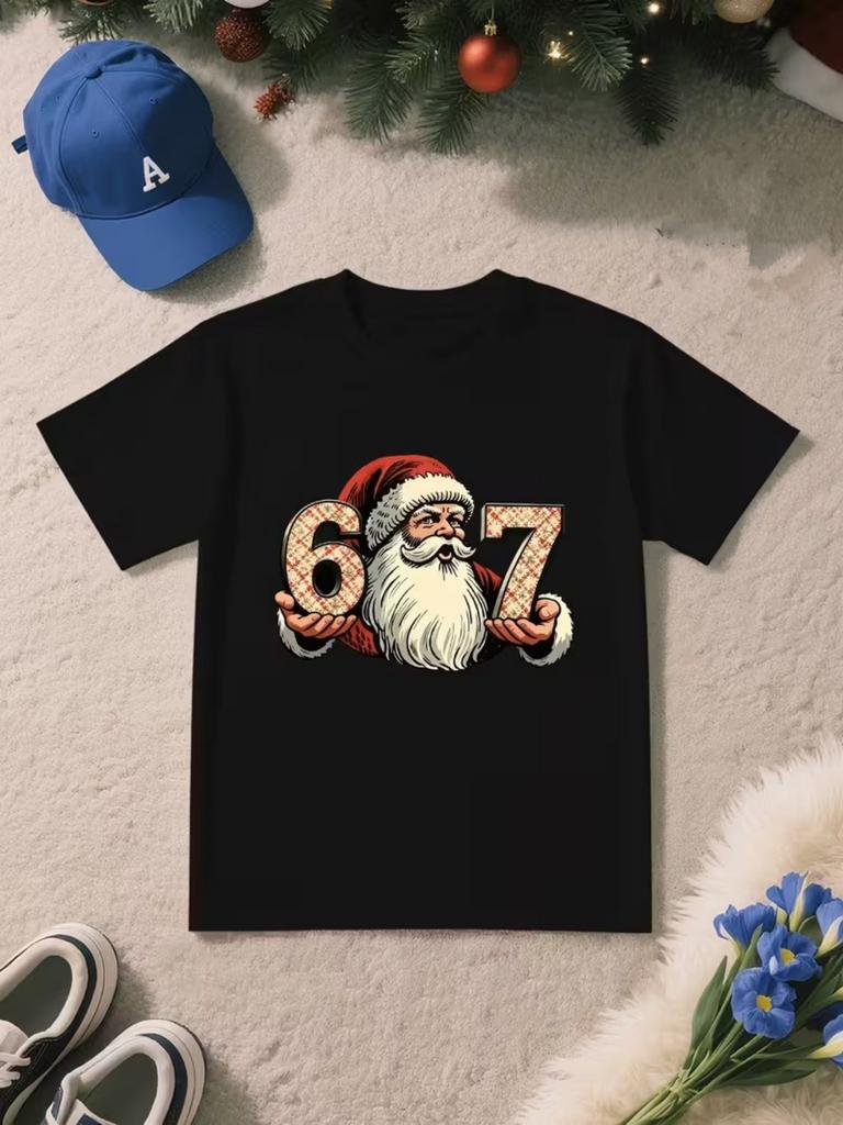 Boys 7th Birthday TShirt Number 67 Lightning Design Crew Neck Short Sleeve Party Outfit Suitable for 7YearOlds