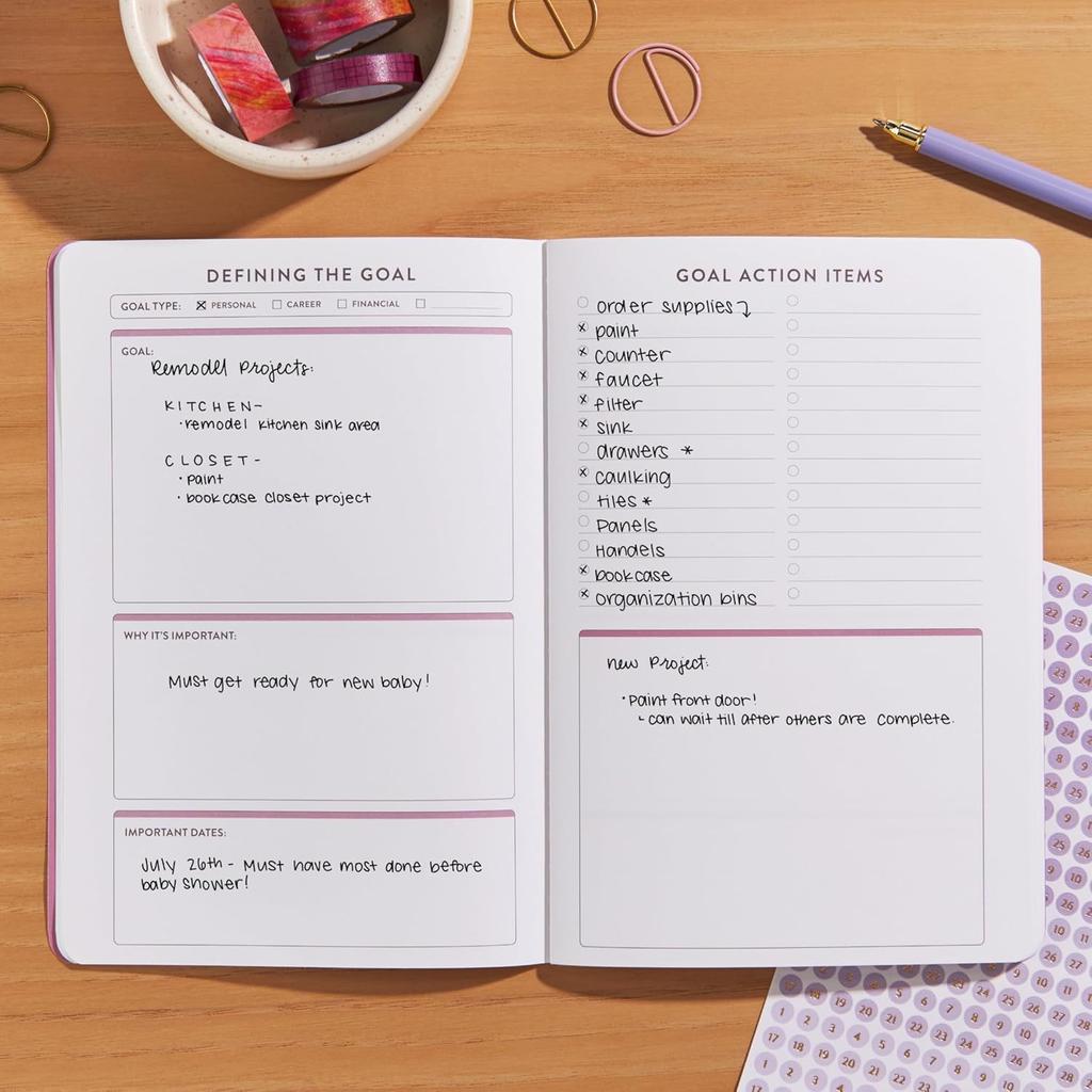 Erin Condren Планер 'Год в обзоре' Petite | Маленький годовой и ежемесячный планировщик постановки целей, Тонкий и портативный планировщик целей, Дневник и Продуктивность