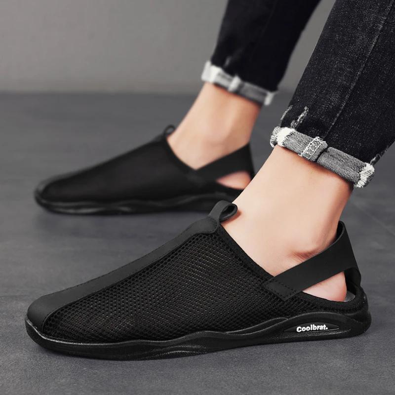 Fashion 2024 New Mesh Men's Sandals Breathable Hollow Men Casual Shoes Fashion Outdoor Beach Shoes Comfortable Non-slip Men Tenis Shoes