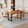 Set of 6 dining chairs, modern, simple leisure chair with four metal support legs, rattan leisure chair, living room and bedroom chair, brown