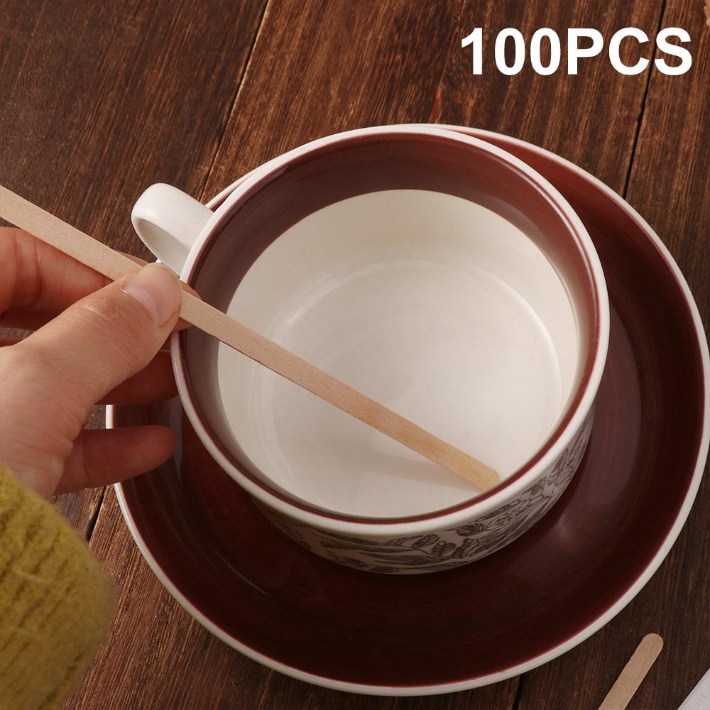 100Pcs Individually Wrapped Coffee Stirrers Eco-Friendly 14/19cm Wood Blenders Disposable Clean and Hygienic Stir Sticks Coffee