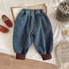 Baby Boys Thicken Jeans Kids Fashion Patchwork Denim Jogger Pants Children's Casual Warm Trousers Clothing Winter