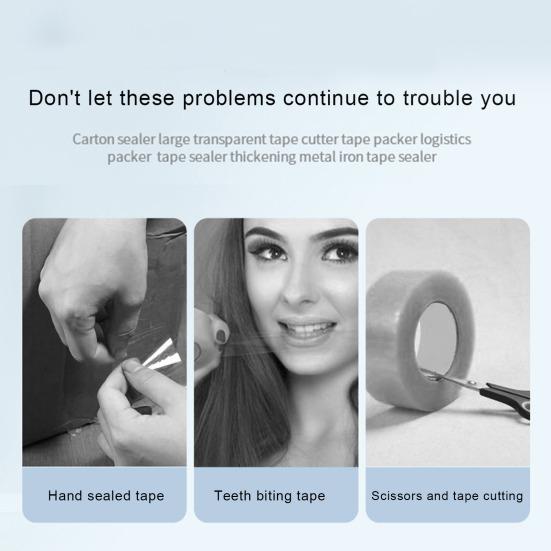 Portable Heavy Duty Metal Tape Dispenser Handheld Tape Cutter Tape Cutting Machine for Office Warehouse Package Packing Shipping