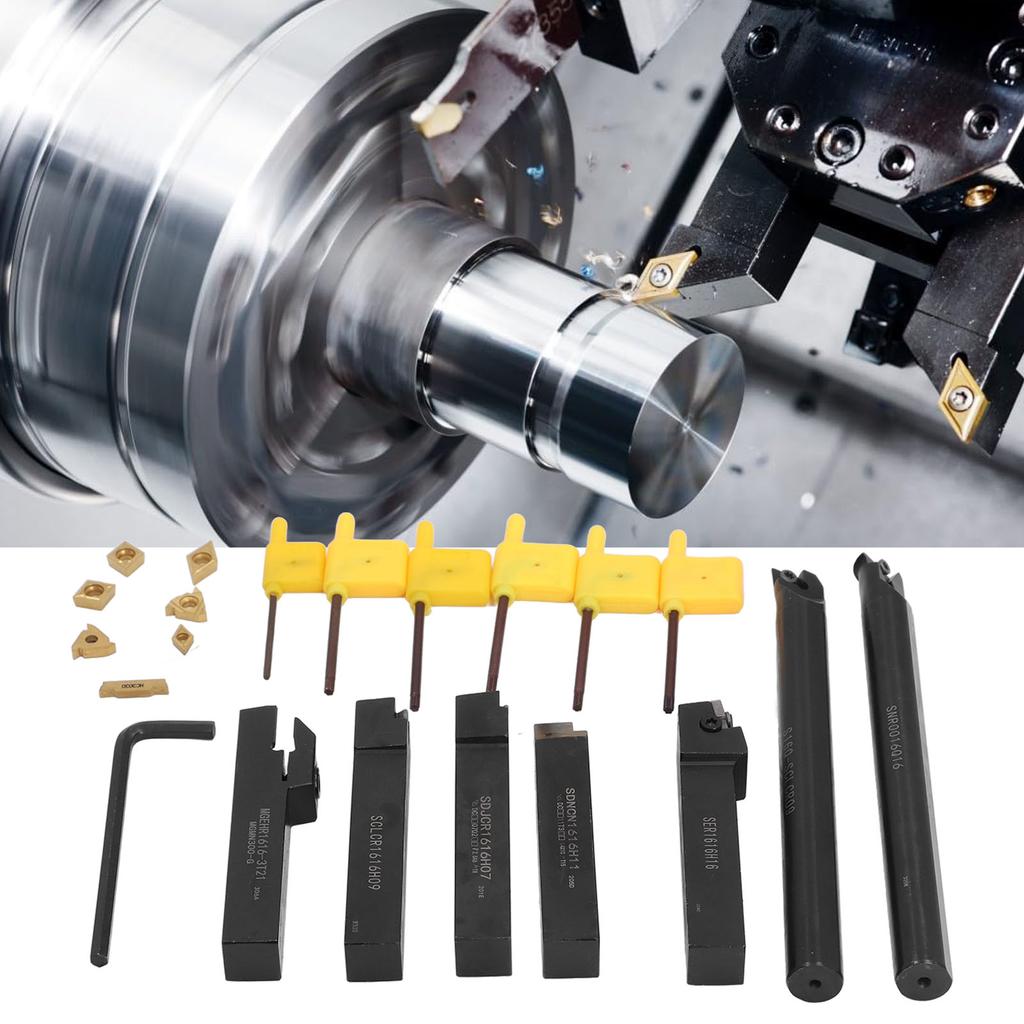 Набор из 7 шт. Набор токарных державок для инструментов из легированной стали 16 мм, лезвия и гаечные ключи для обработки