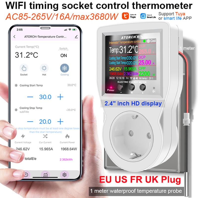 Corui Tuya Wi-Fi Smart Plug цифровой ваттметр измеритель мощности 220 В переменного тока розетка потребления электроэнергии для Alexa Google Home Smart Life