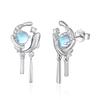 StoryMidir Earrings Sway Moonstone Silver 925 Compatible with Metal Allergies Whale Stud Earrings June Birthstone Ladies Platinum Finish Present