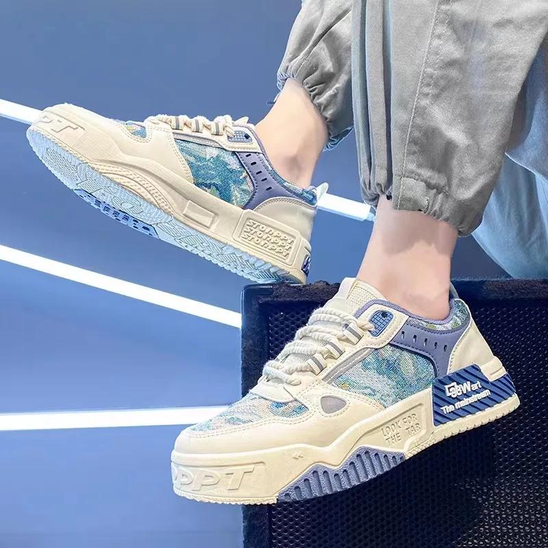 2024 Модные мужские кроссовки Универсальная мужская повседневная обувь Удобные мужские повседневные кроссовки на платформе Брендовые дизайнерские новые мужские туфли на плоской подошве