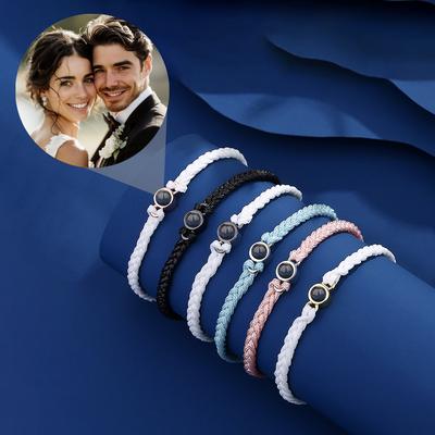 Браслет с проекцией фотографии на заказ, медная подвеска, плетеный шнур, новинка 2025, романтические рождественские подарки для девушки, мамы