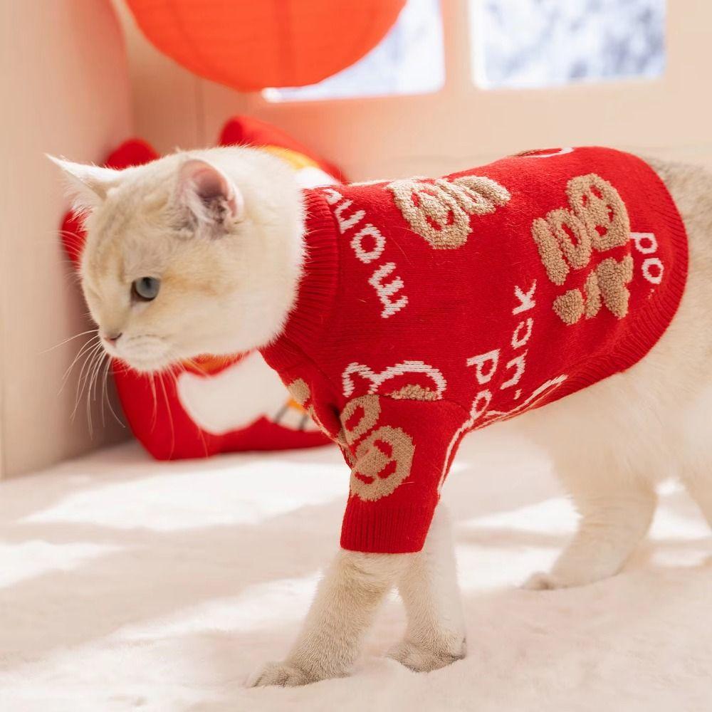 Lightweight Pet Knitted Sweater Adjustable Winter Knitted Pet Coat  for Dogs/Cats