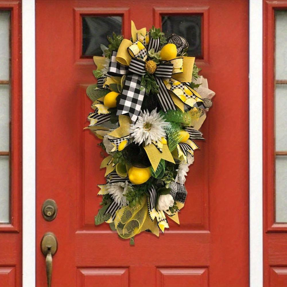 Весенний подсолнух Сваг Подвесной венок на дверь Искусственный венок из подсолнухов Летний каплевидный венок Имитация подсолнуха Подвесной венок Весенний декор