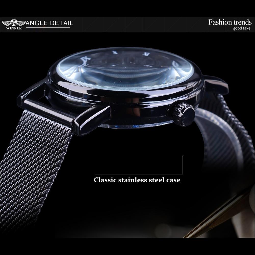 WINNER Лучшие мужские часы, модные повседневные механические часы, ретро-римские скелетонированные мужские часы