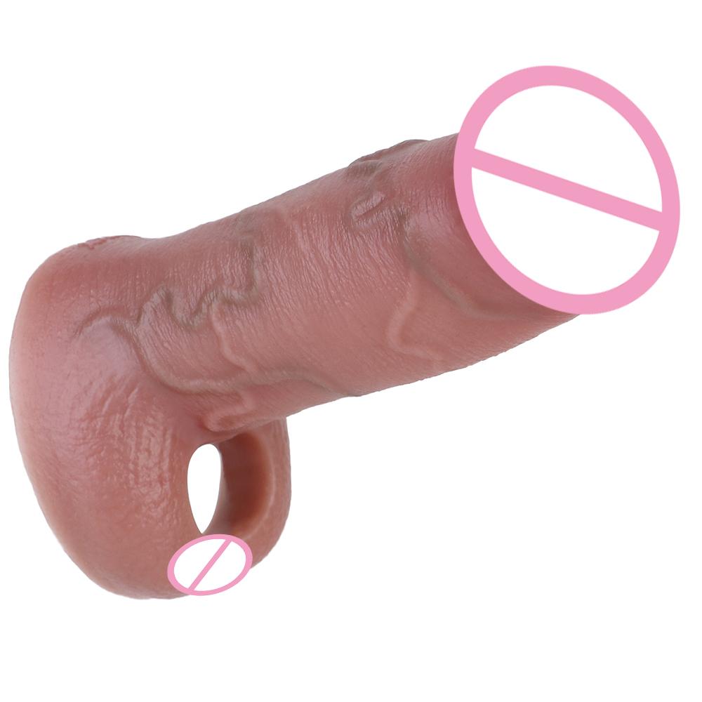 Real Veins Cock Sleeve Male Dick Enlarger Silicone Soft Realistic Hollow Dildo With Cock Ring Adult 18 Plus Sex Tools For Men Pleasure And Intimate