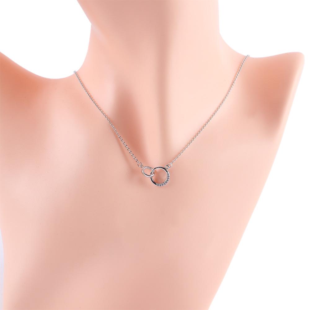 Pendants Silver Color Zircon Circle Round Double Circle Necklaces Jewelry Choker Clavicle Chains