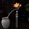 Zinc Zinc Alloy Lantern Hairpin Flower LED Light Hair Fork Exquisite Lotus Tassel Hair Stick  Cheongsam
