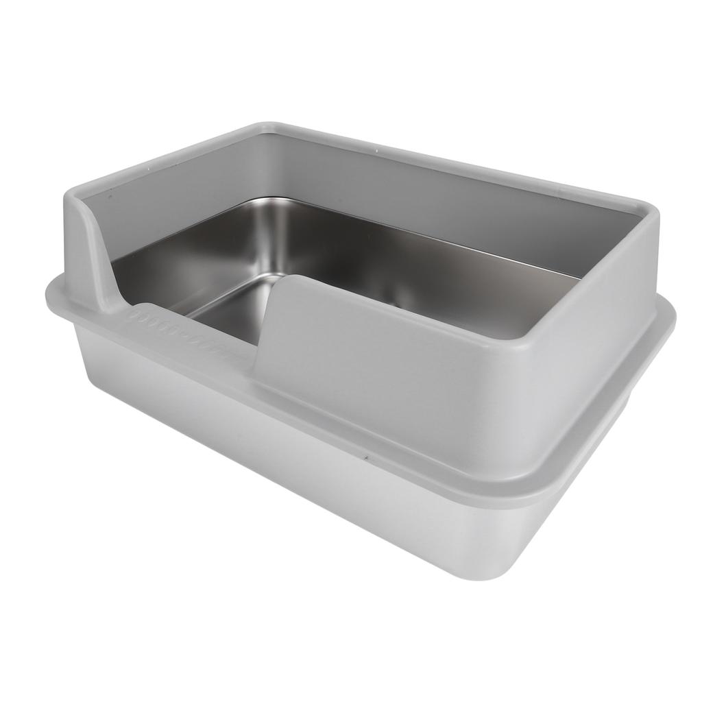 Туалет для кошек из нержавеющей стали с высокими бортиками, защищающий от брызг, легко моющийся, закрытый туалет для маленьких и средних кошек