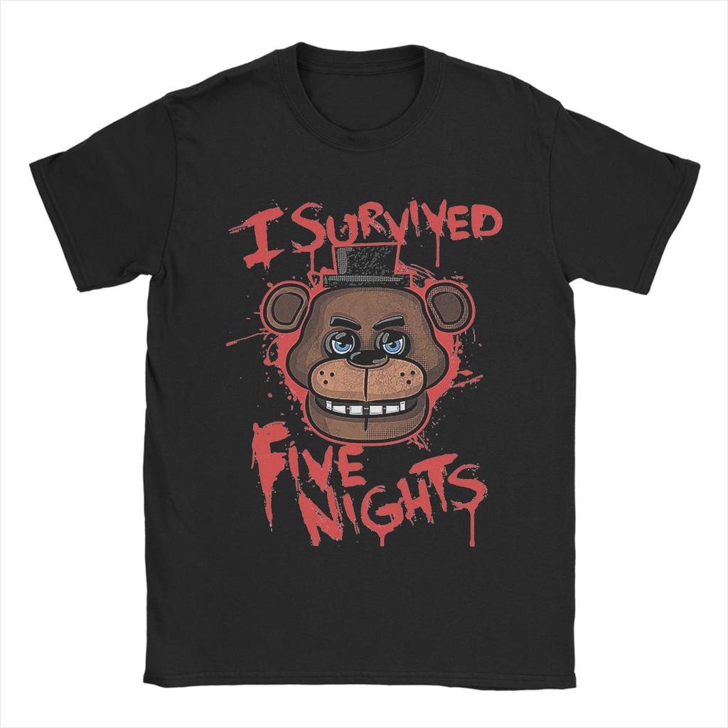 Мужская футболка Five Nights At Freddys Классическая футболка с графикой хоррор-игры FNAF Ретро-персонажи Уличная одежда Топ с коротким рукавом