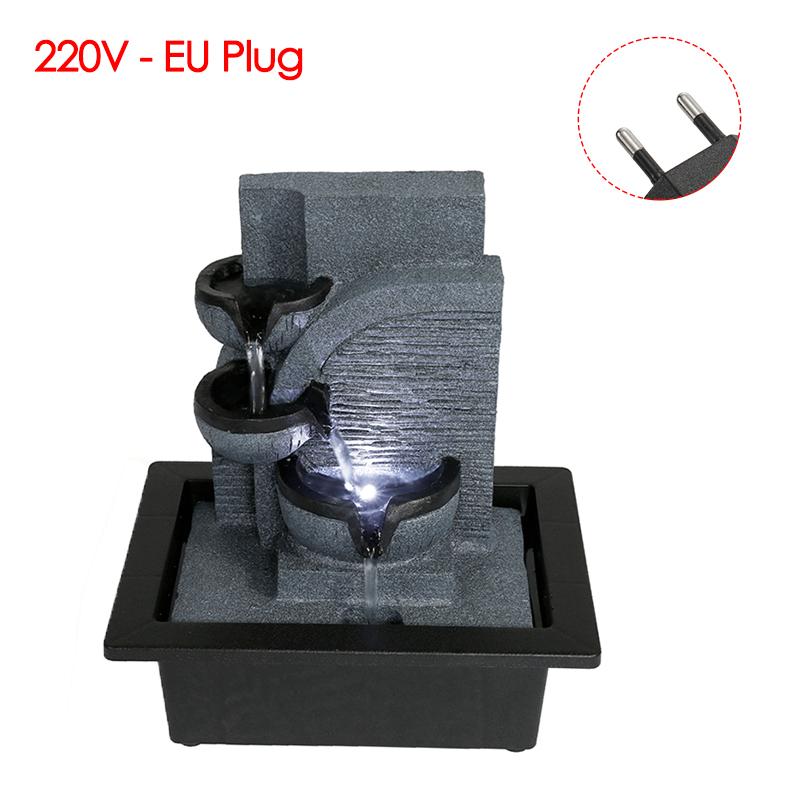 Desktop Flowing Water Waterfall Fountain with White LED Light for Company Office Wealth Feng Shui Tabletop Ornaments Home Decor