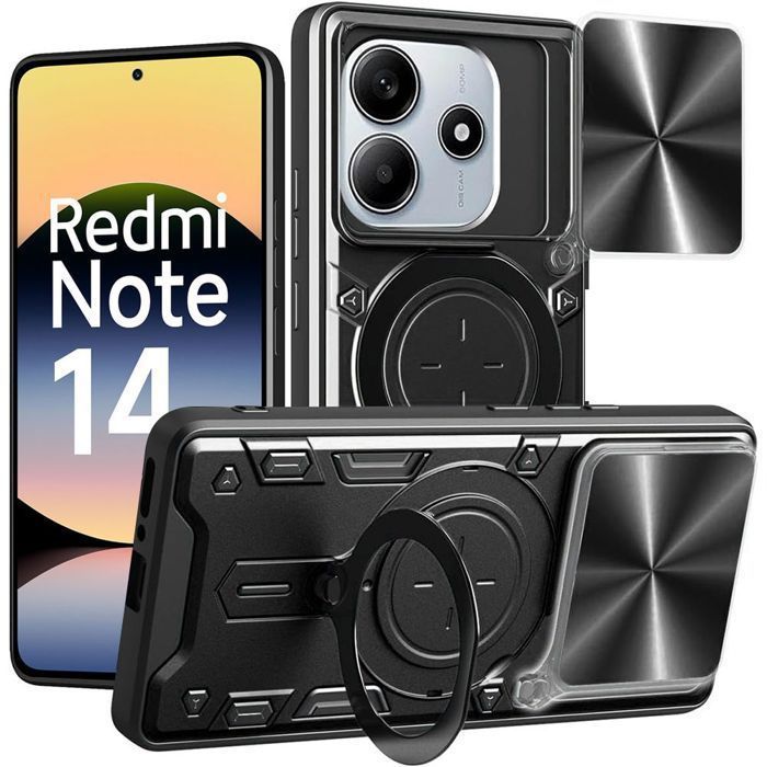 Case for Xiaomi Redmi Note 14 5G - with Magnetic Ring Camera Protection Black