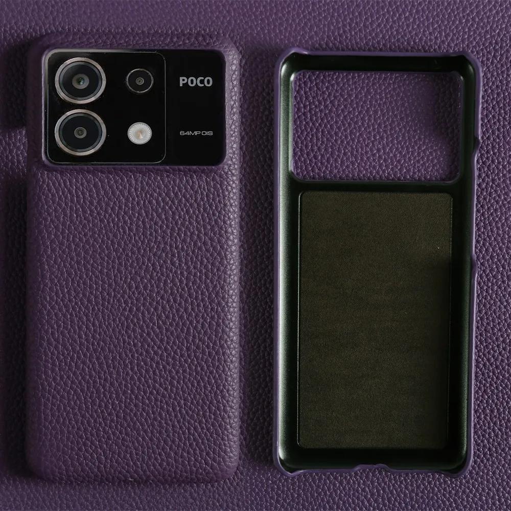 For POCO F8 Ultra Case Business Genuine Leather Cover For Poco F7Pro POCO X6 M5 M6Pro X4Pro F2Pro Back Coque Shockproof Fundas