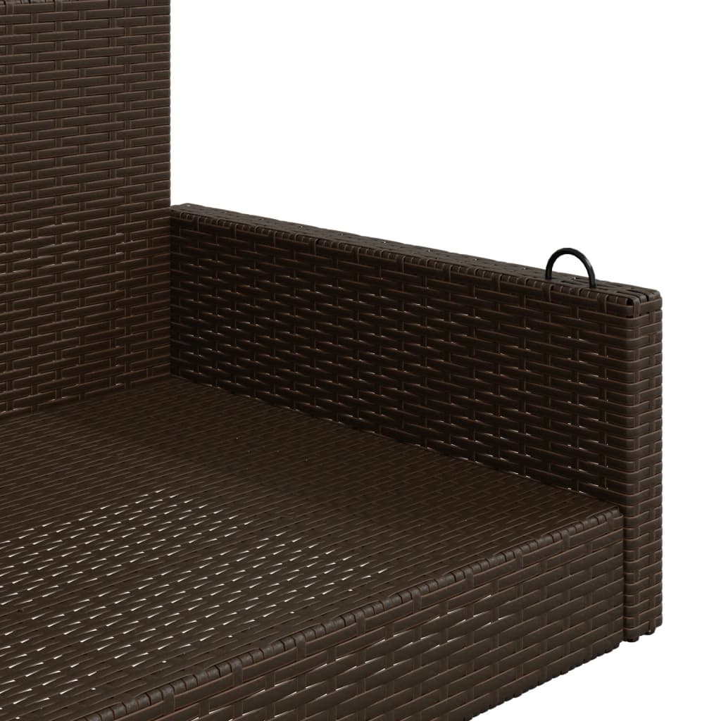 Hanging Swing Bench Brown 119x56x48 cm Poly Rattan