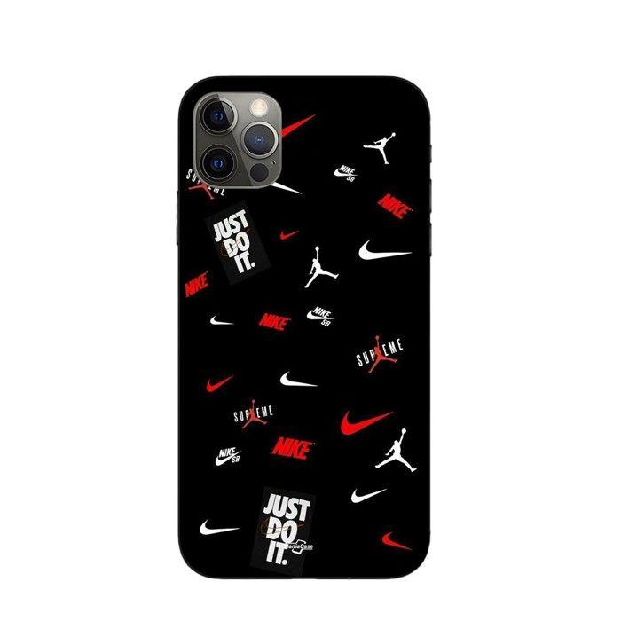 Coque Maniacase pour Iphone 13 Pro nike jordan blanc rouge fond noir