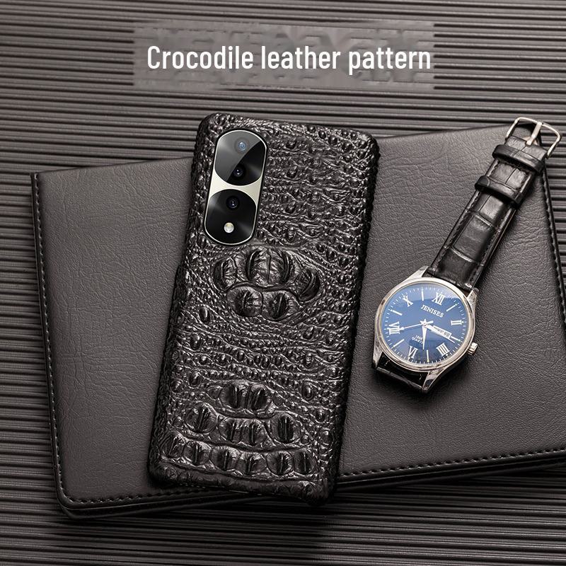 Чехол из натуральной воловьей кожи с черепом крокодила для Honor 30/30 Pro/30 Youth Edition — защитите свой телефон стильно!