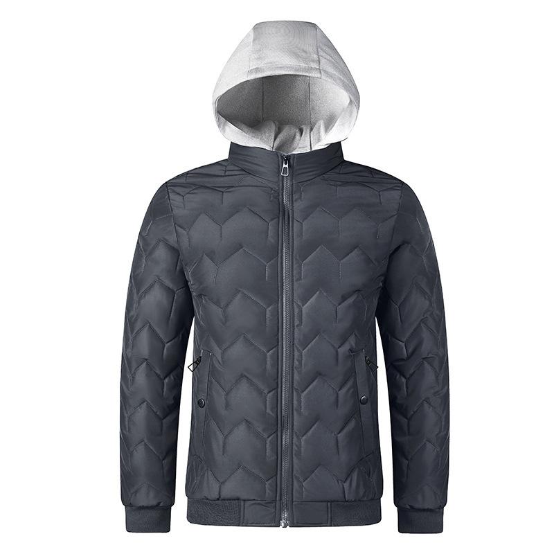 Men's Cotton Coat New Winter Outdoor Windproof and Warm Splicing Hooded Casual Sports Versatile Men's Jacket