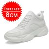 Men Mesh+Leather Elevator Sneakers 8cm Insole Height Increased Shoes Teenager Unisex Hidden Heels Inner Heightening Lift Sports