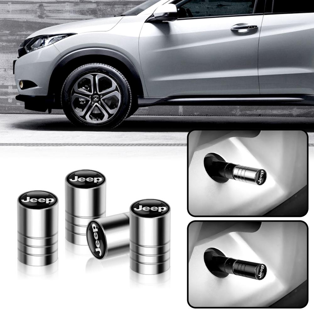 RKM3 Aluminum 4Pcs Car Wheel Tire Valve Air Stem Cap Covers Accessories For Jeep Wrangler Renegade Compass Gladiator Cherokee JL Patr