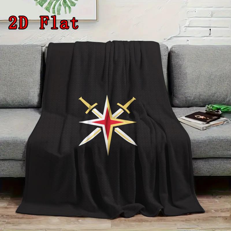 Vegas Golden Knights 2D Flat Pattern Flannel Blanket High quality All Seasons Warmth and Comfort Perfect for Christmas Gifts.