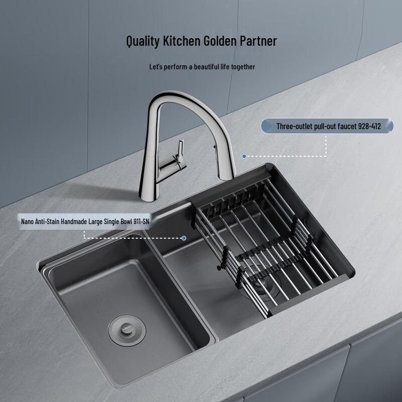 HEGII Pull-Out Swivel Kitchen Faucet with Hot & Cold Water