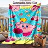 Kirby Flannel Blanket, Personalized Custom Name Text, Soft Warm Plush Throw Blanket For Gift
