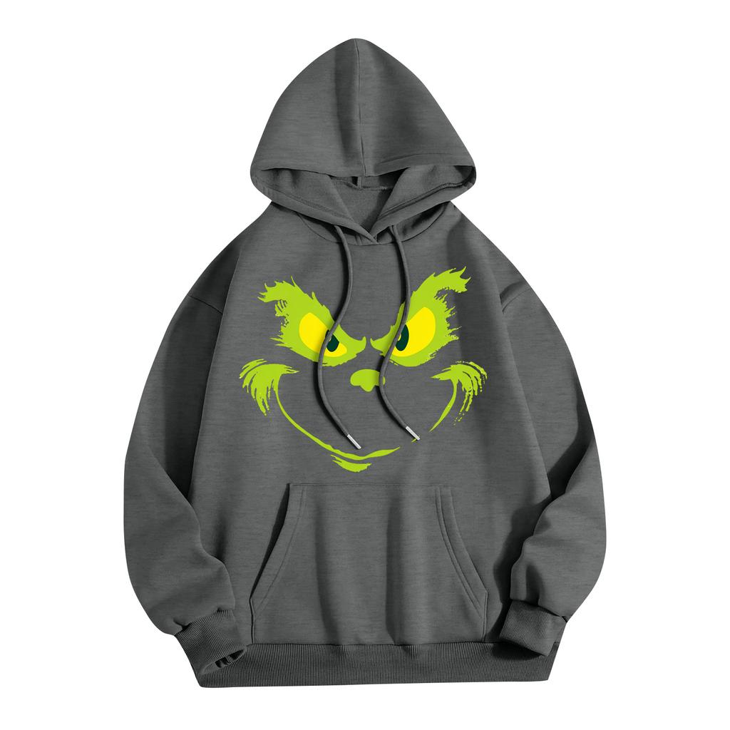 Женская модная повседневная толстовка с капюшоном и карманами с рождественским принтом