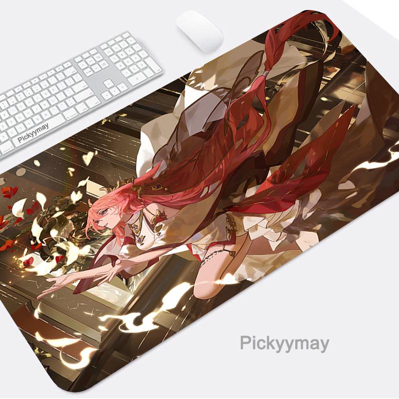 Коврик для мыши игровые аксессуары коврик для мыши Yae Miko компьютер ноутбук ПК геймер Mause Genshin Impact большая аниме-клавиатура настольный ковер