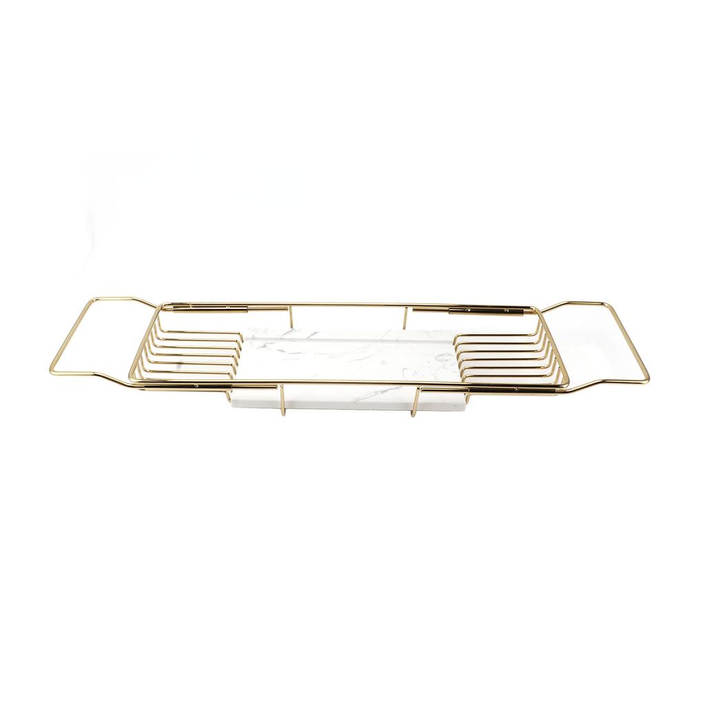 Metal Marble Bathtub Rack Anti Slip Space Saving Multi Functional Expandable Bathtub Tray House
