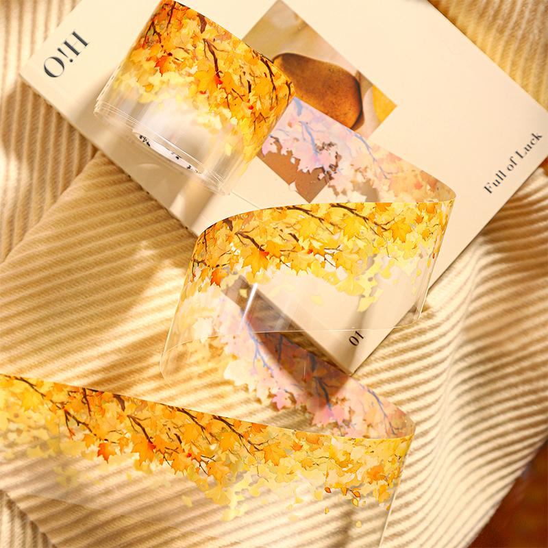 50mm*2m PET Tape Autumn leaves vines branches Stickers Decor Junk Journal DIY Scrapbooking School Supplies Collage Stationery