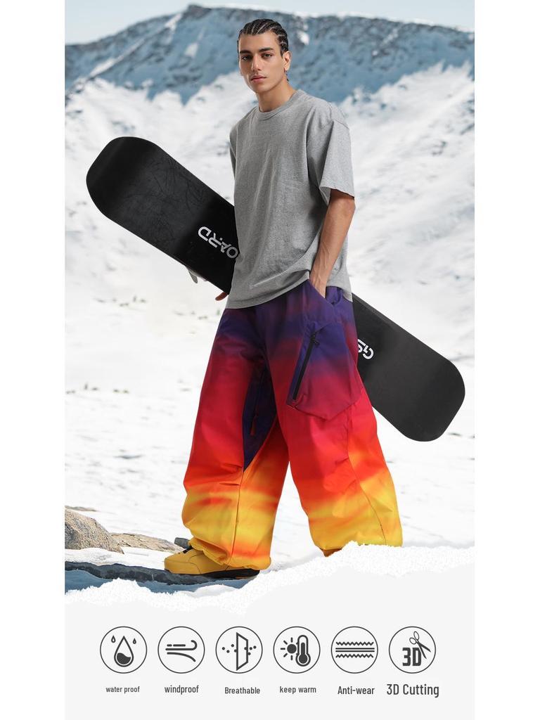 New Unisex Windproof Waterproof Ski Pants - Warm, Solid Color, Loose Fit for Outdoor Snowboarding